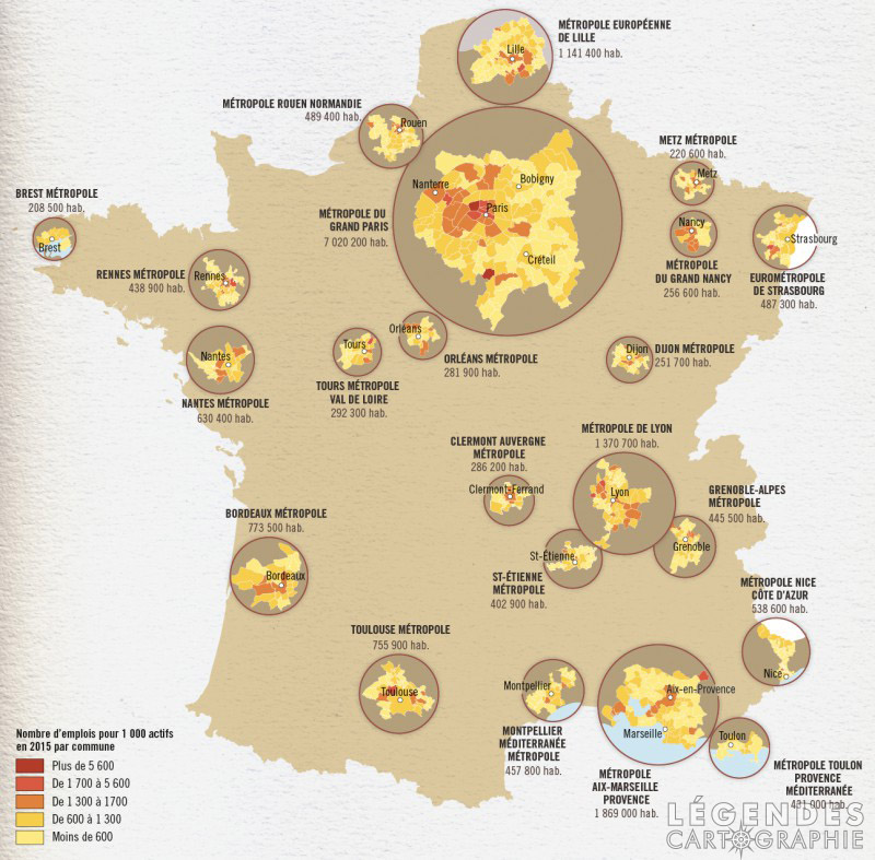 L'emploi dans les grandes villes