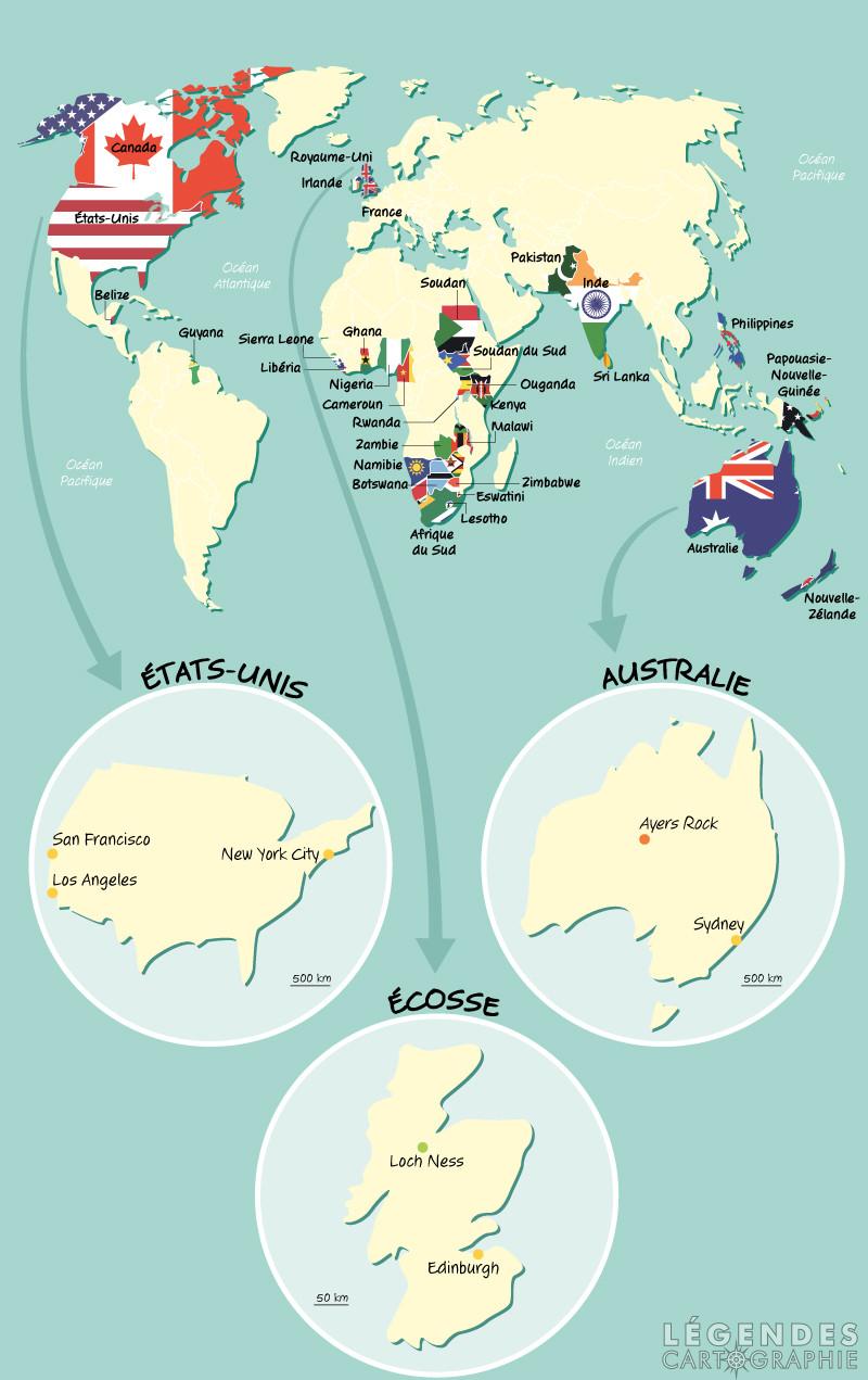 Les pays anglophones dans le monde