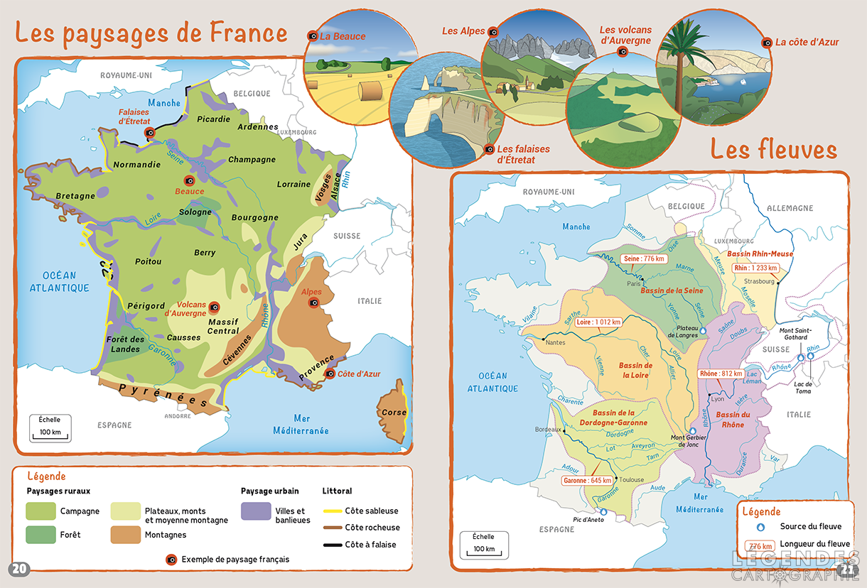 Les paysages et les fleuves de France
